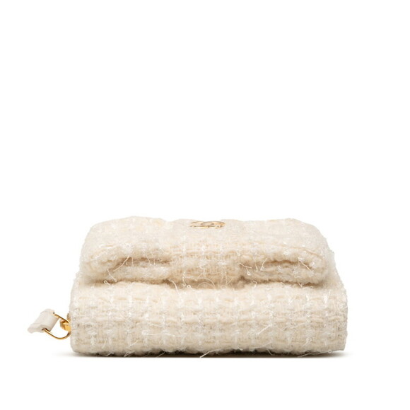 Chanel White Quilted Crystal Zip Card Holder Wallet  CHANEL White Leather Logo Wallet